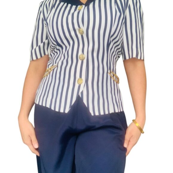 VINTAGE Nautical Blazer & Shorts Set,  Old money,  Coastal Outfit, Classy & Chic - Picture 3 of 10